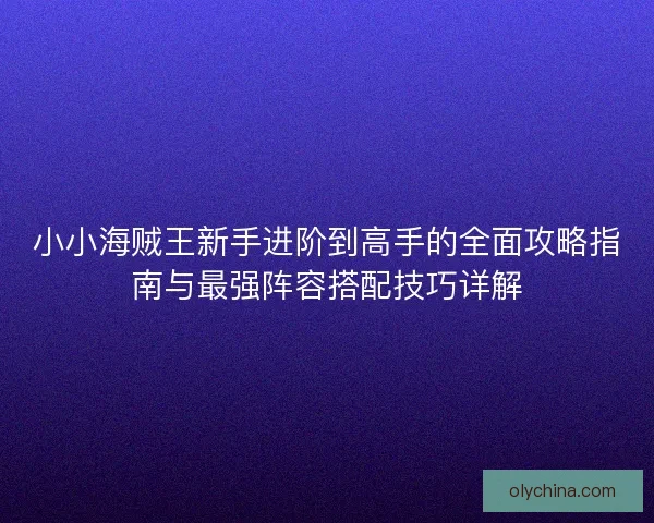 小小海贼王新手进阶到高手的全面攻略指南与最强阵容搭配技巧详解