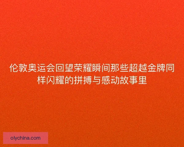 伦敦奥运会回望荣耀瞬间那些超越金牌同样闪耀的拼搏与感动故事里