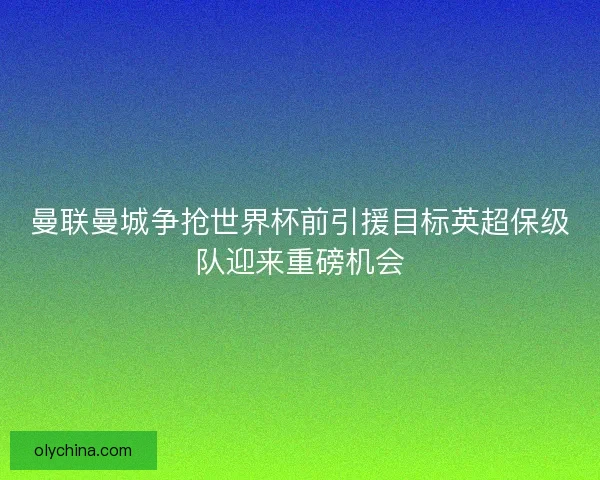 曼联曼城争抢世界杯前引援目标英超保级队迎来重磅机会