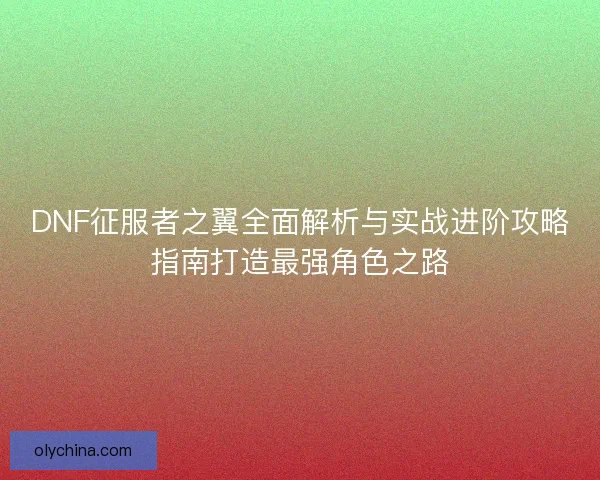 DNF征服者之翼全面解析与实战进阶攻略指南打造最强角色之路