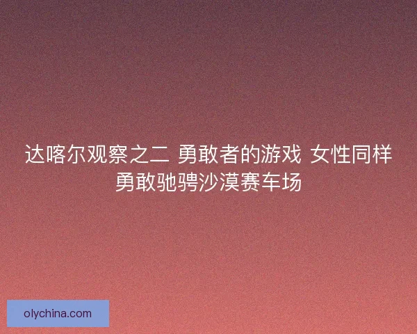 达喀尔观察之二 勇敢者的游戏 女性同样勇敢驰骋沙漠赛车场 达喀尔观察之二 勇敢者的游戏 女性同样勇敢驰骋沙漠赛车场