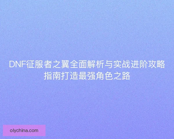 DNF征服者之翼全面解析与实战进阶攻略指南打造最强角色之路