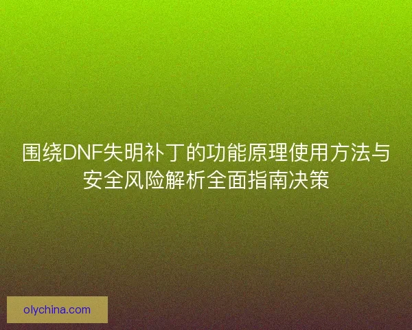 围绕DNF失明补丁的功能原理使用方法与安全风险解析全面指南决策