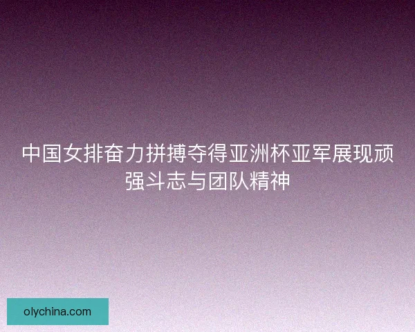 中国女排奋力拼搏夺得亚洲杯亚军展现顽强斗志与团队精神